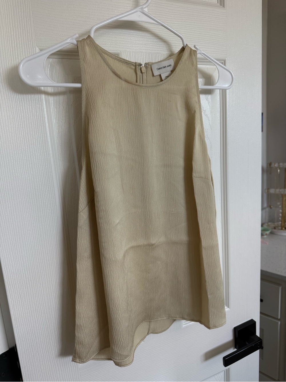 Calvin Klein Light Cream Sleeveless A-Line Top